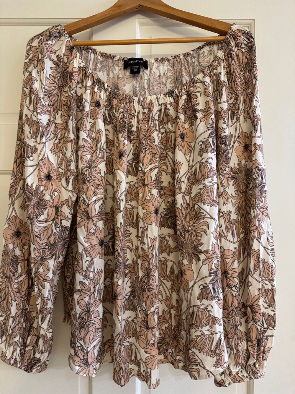 Karen Kane Cream and Blush Floral A-Line Top